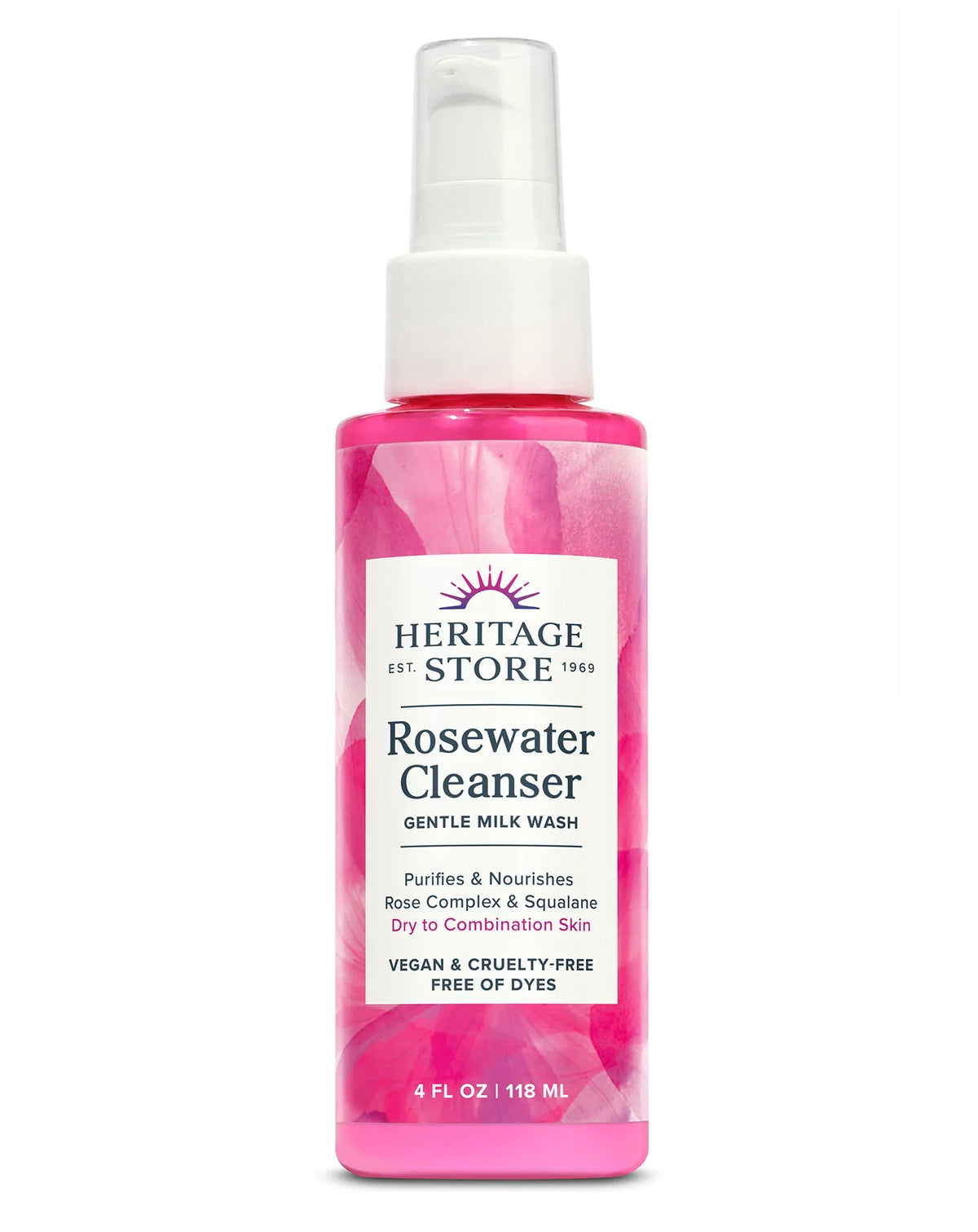 Heritage Store Rosewater Cleanser, 4 fl oz