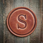 S Monogram Letter Leather Coaster