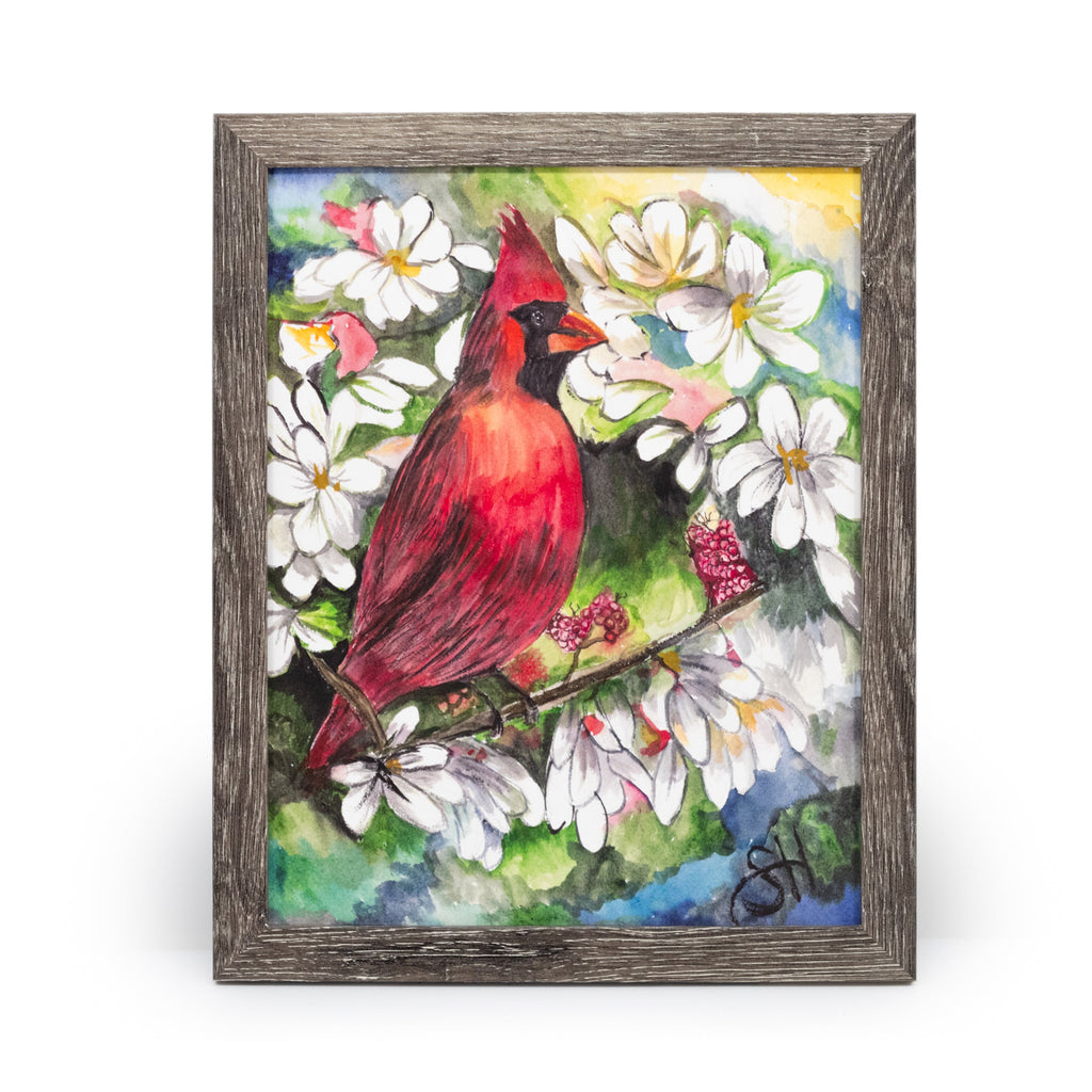 Cardinal Painting | 12.5" x 13.5" | Frame Included  | Sheryll Hickman Art