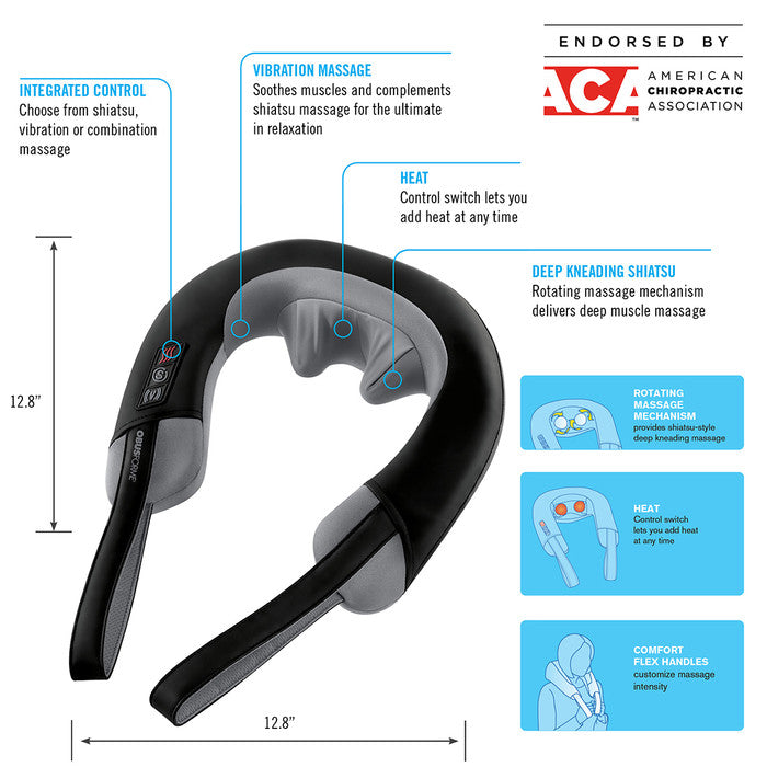 Obus Shiatsu & Vibration Neck Massager w/ Heat – 3 Modes, Integrated Controls, Chiropractor-Endorsed