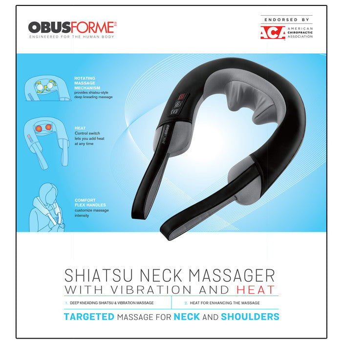 Obus Shiatsu & Vibration Neck Massager w/ Heat – 3 Modes, Integrated Controls, Chiropractor-Endorsed