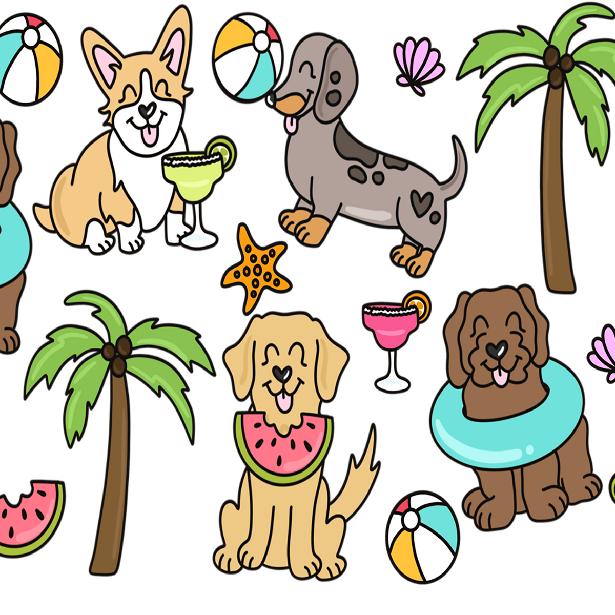 Beach Pups Glass Cups