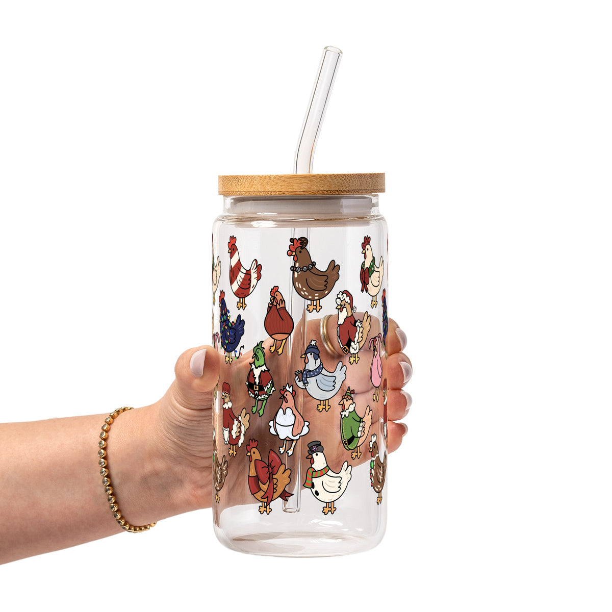 Festive Flock Christmas Glass Cups