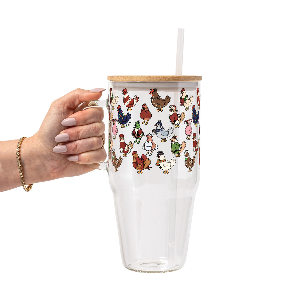 Festive Flock Christmas Glass Cups