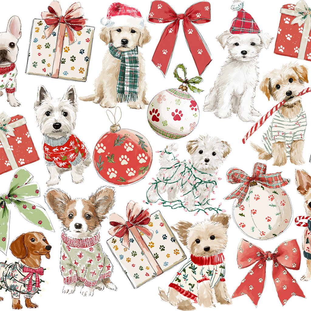 Holiday Pups Glass Cups