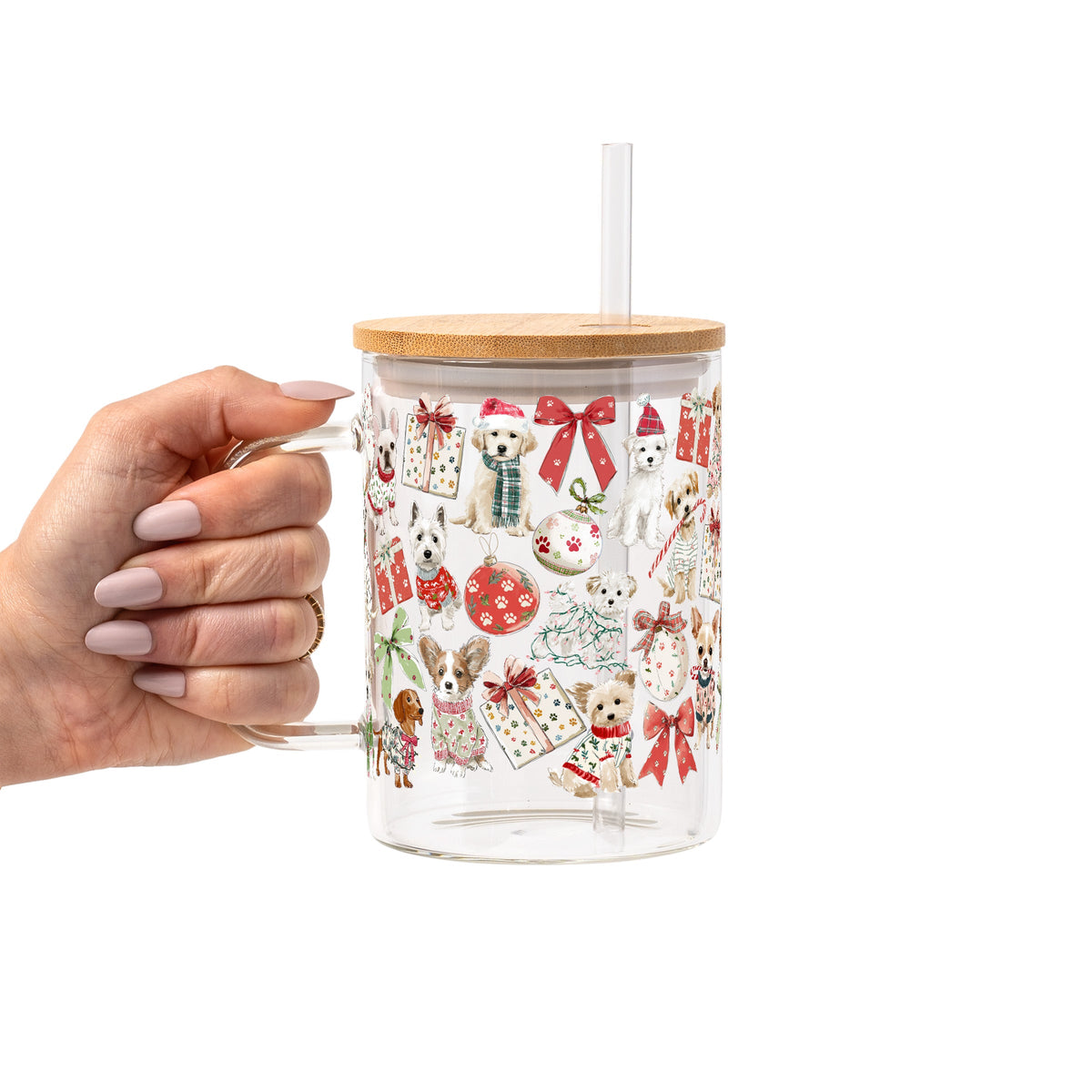 Holiday Pups Glass Cups