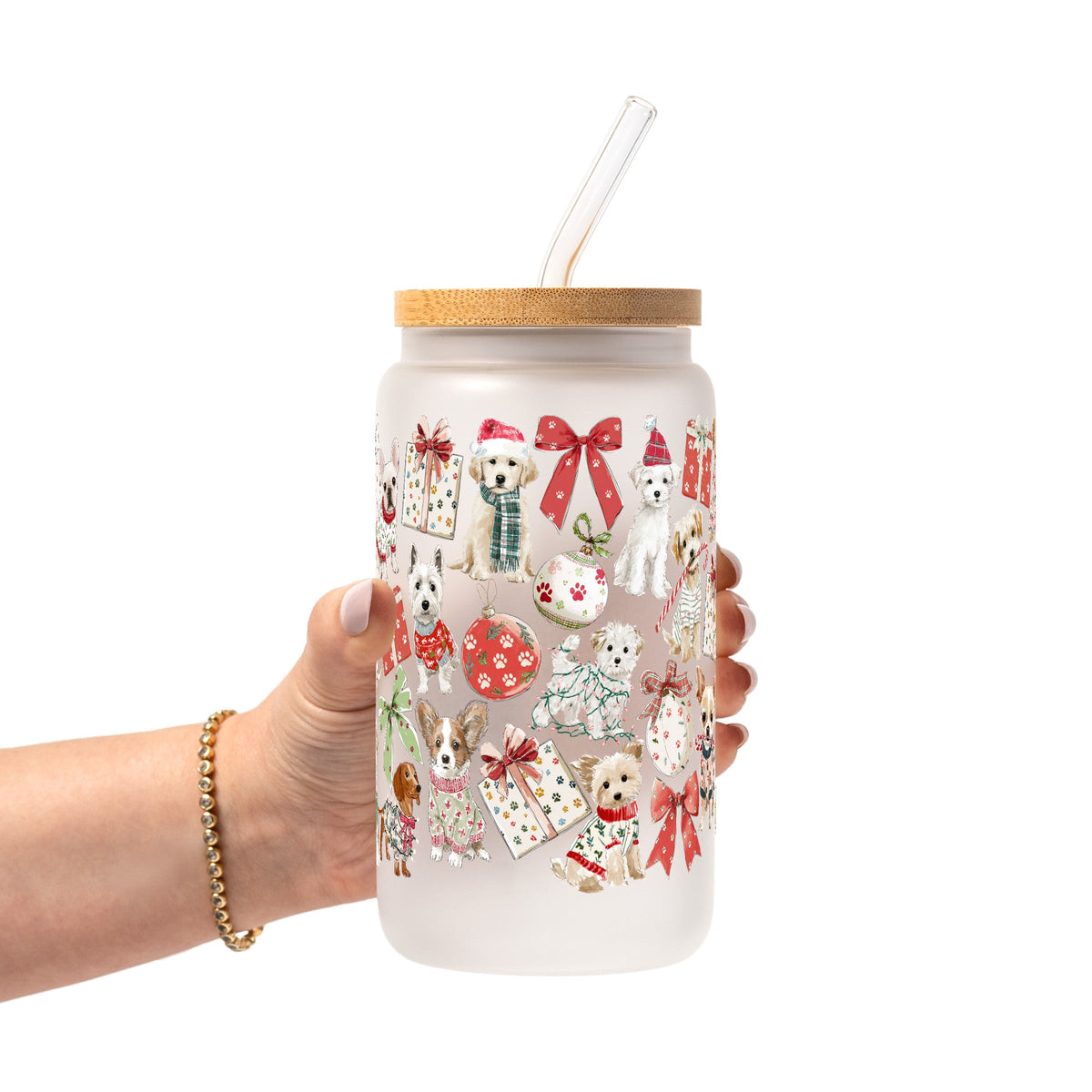 Holiday Pups Glass Cups