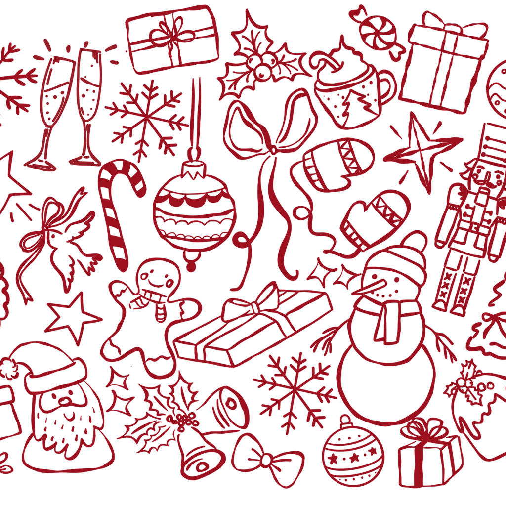 Christmas Doodles Glass Cups