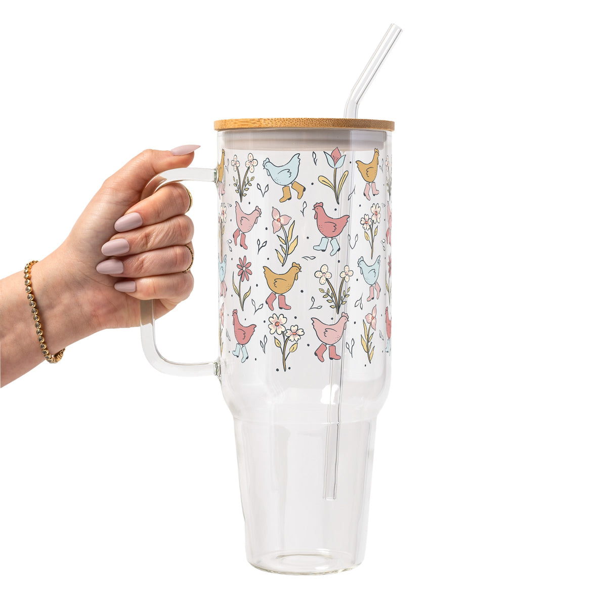 Funky Chickens Glass Cups