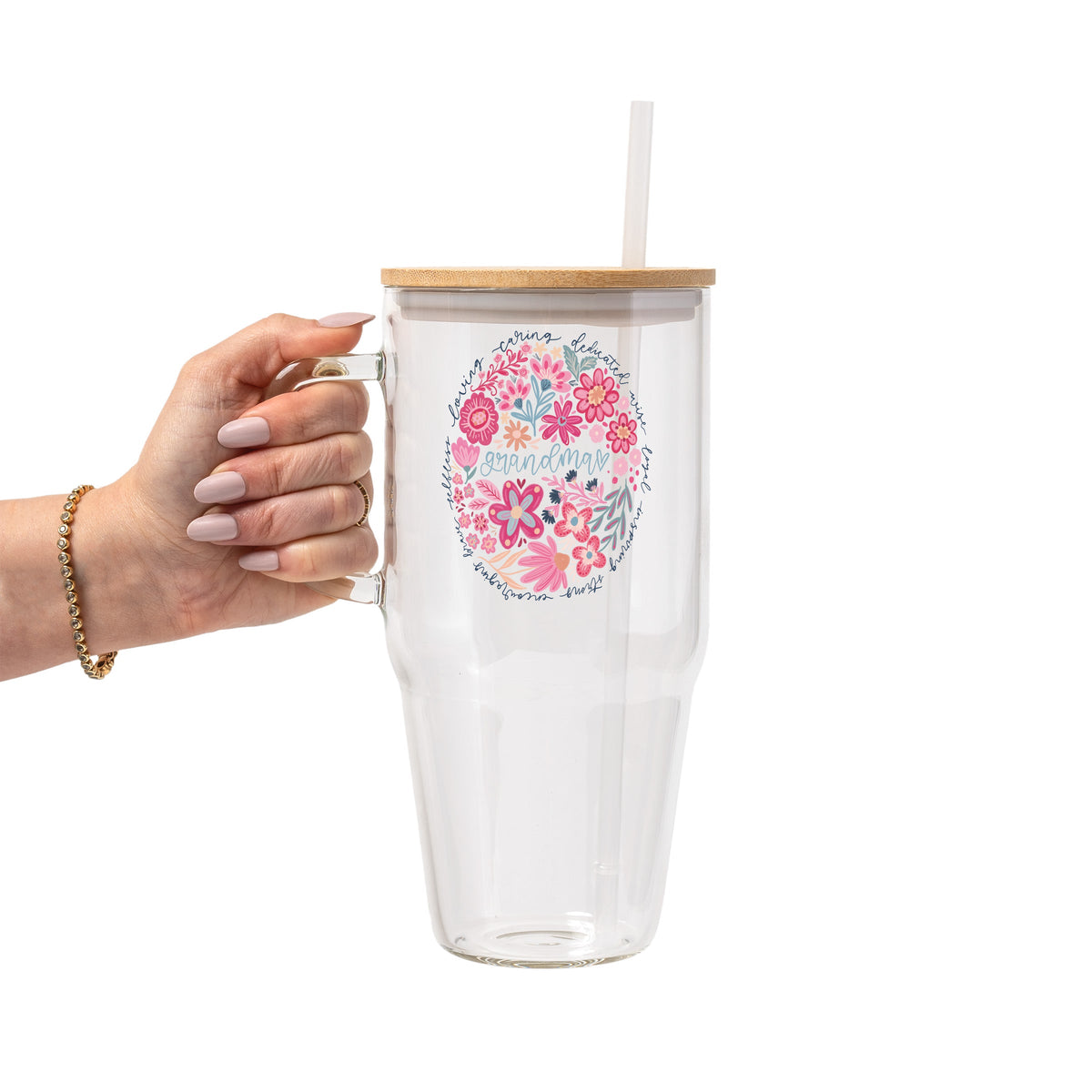 Floral Grandma Glass Cups