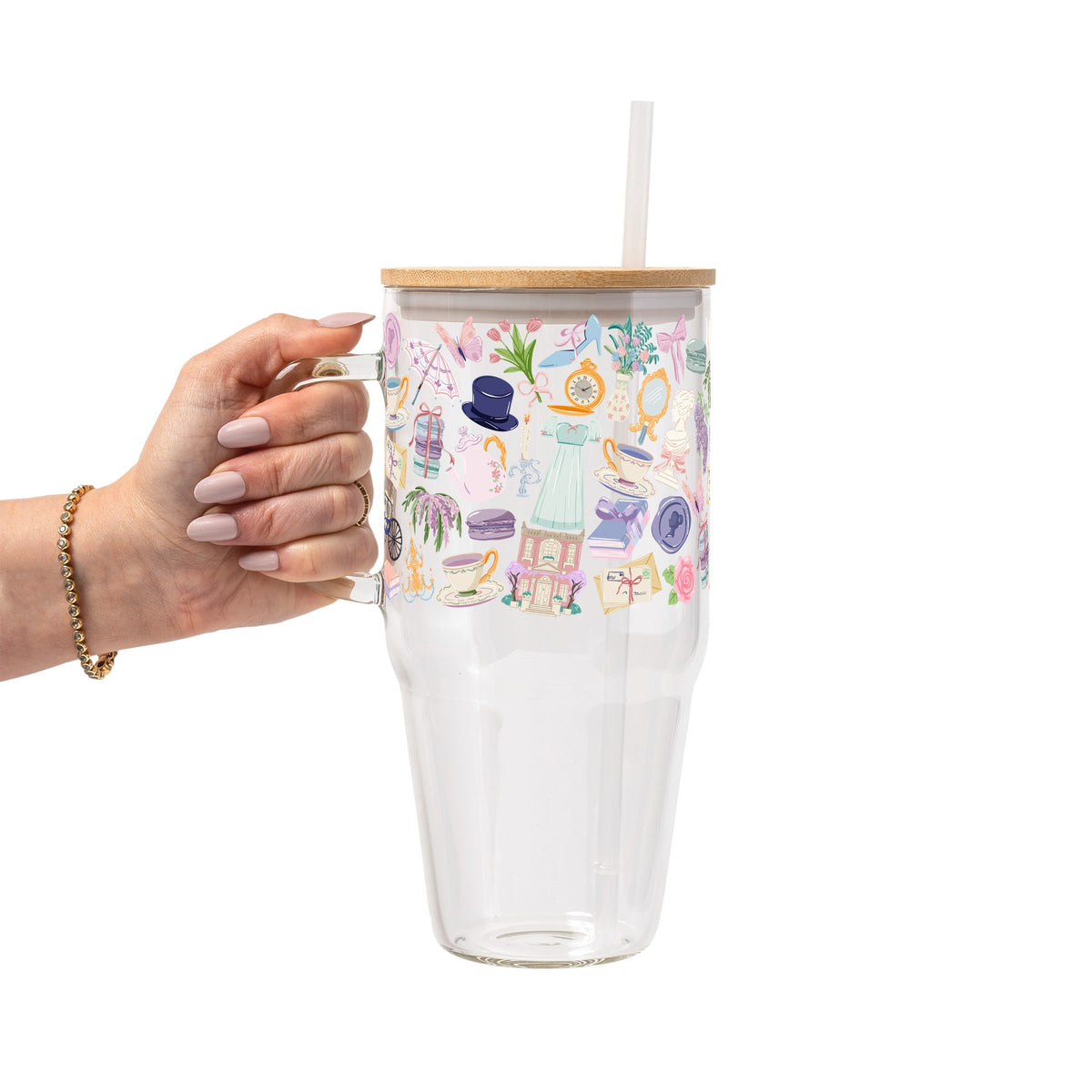 Regency Book Girl Glass Cups
