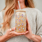 Floral Pickleball Glass Cups