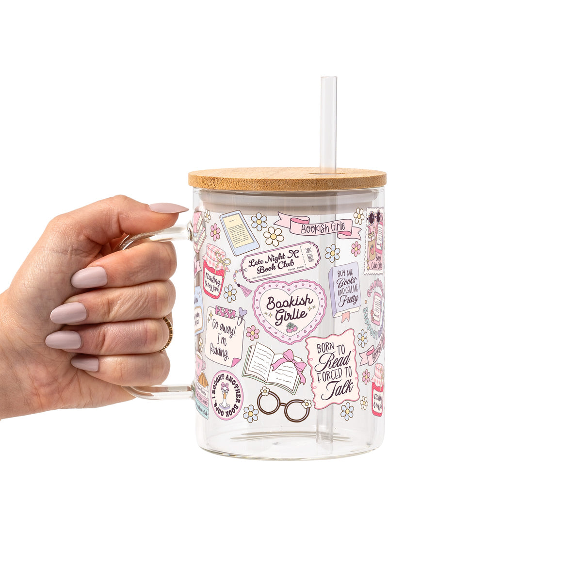 Bookish Girly Glass Cups