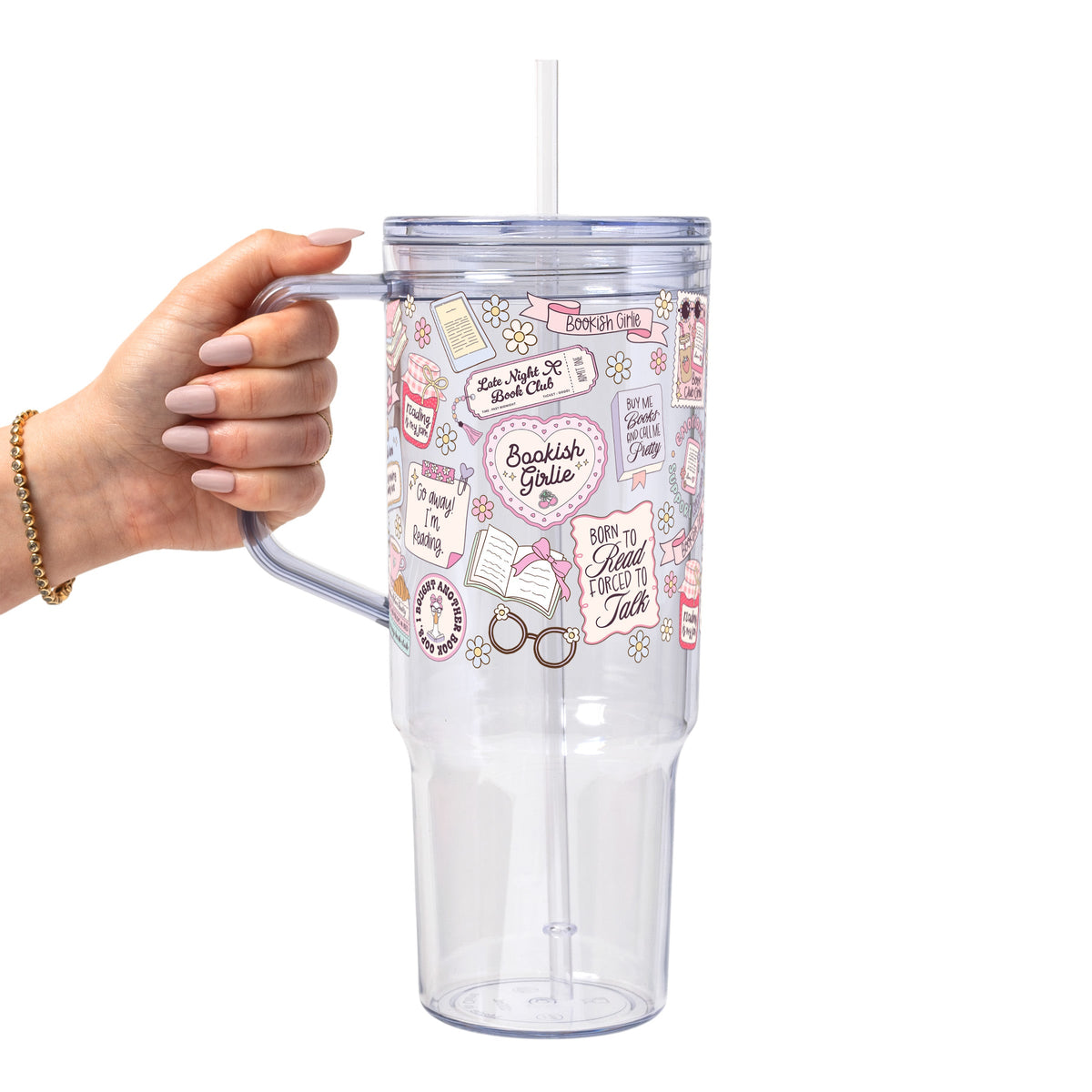 Bookish Girly Glass Cups