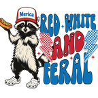 Red White and Feral Hot Dog Patriotic Raccoon Glass Cups