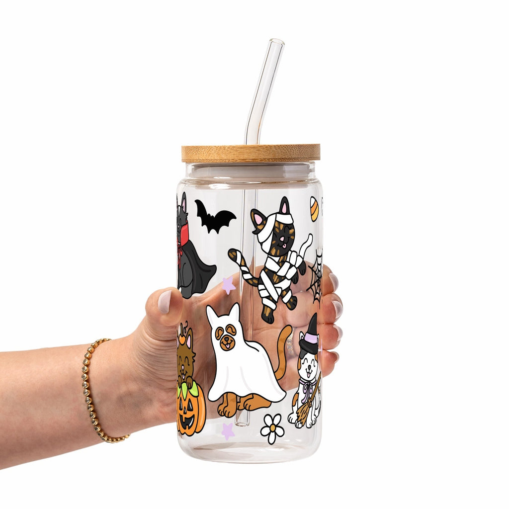 Spooky Cats Glass Cup
