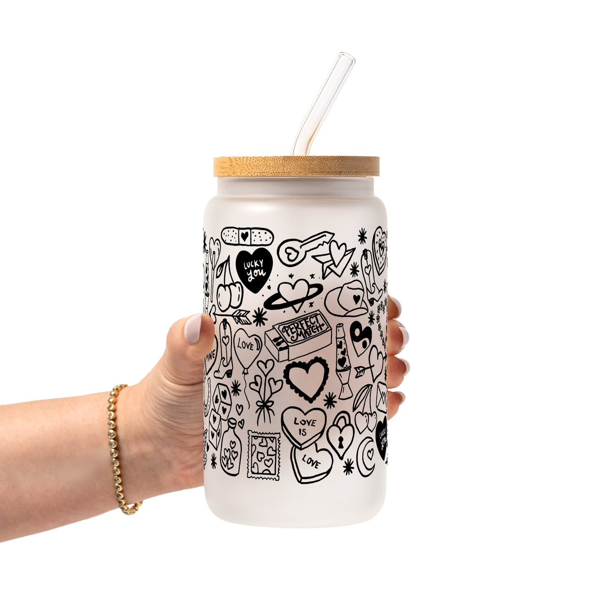 Black Tiny Tats Glass Cups