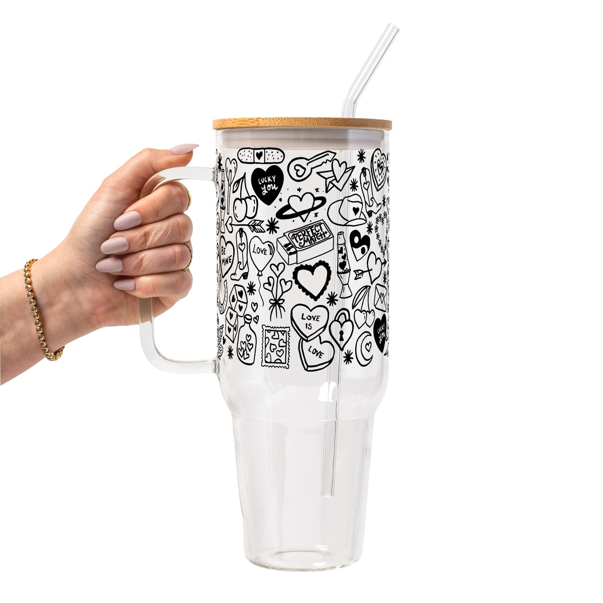 Black Tiny Tats Glass Cups
