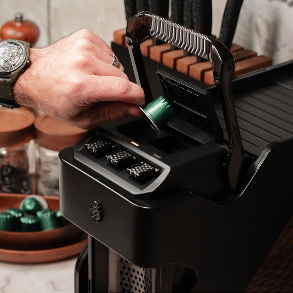 Line1 Espresso and Coffee Machine: Satin Black & Grain