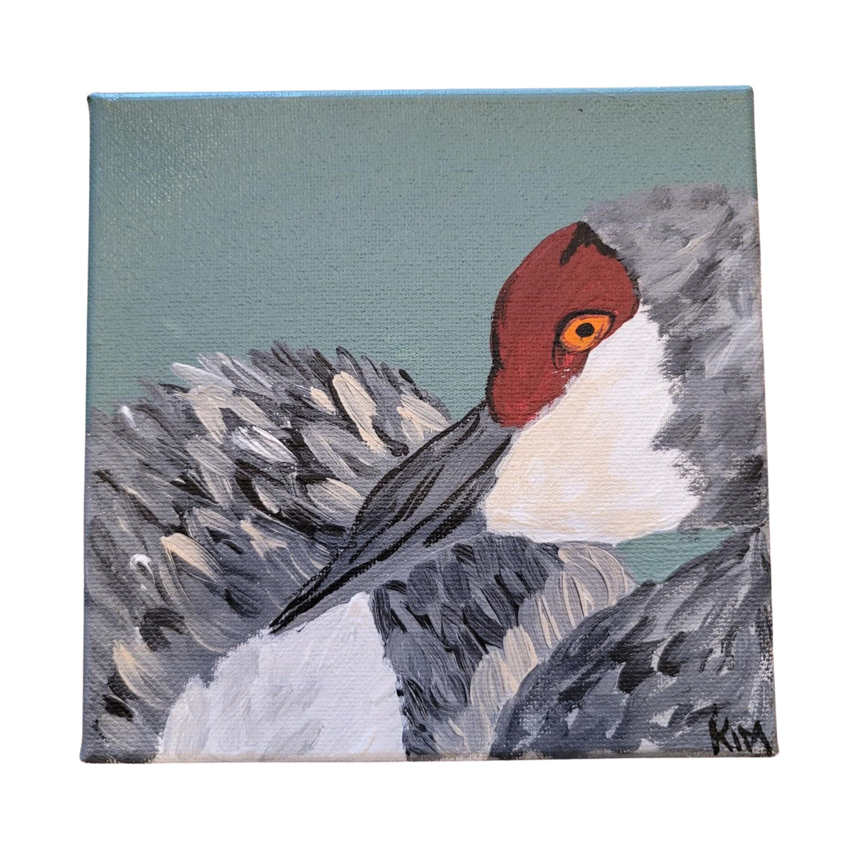 Crane Portrait Canvas Artwork | 6" x 6" | The Painted Attic