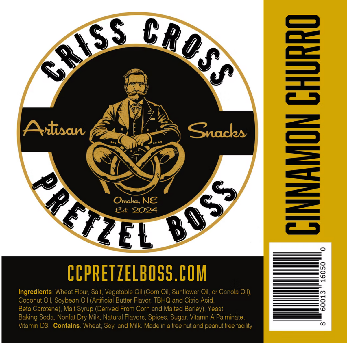 Cinnamon Churro Flavored Pretzels | 10 oz | Criss Cross Pretzel Boss