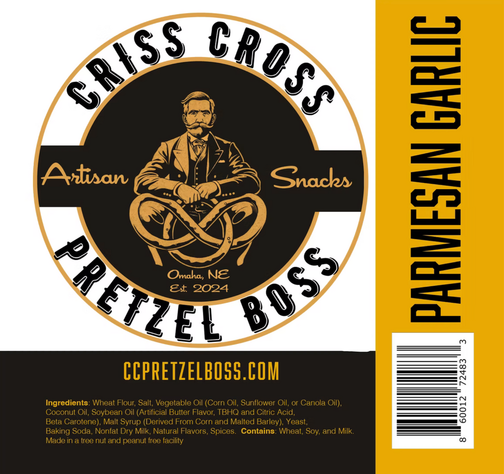 Parmesan Garlic Flavored Pretzels | Pack of 2 | 10 oz | Criss Cross Pretzel Boss
