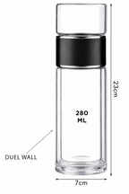 Double Wall Tea Glass Bottle With Stainless Steel Filter Tea Steeper