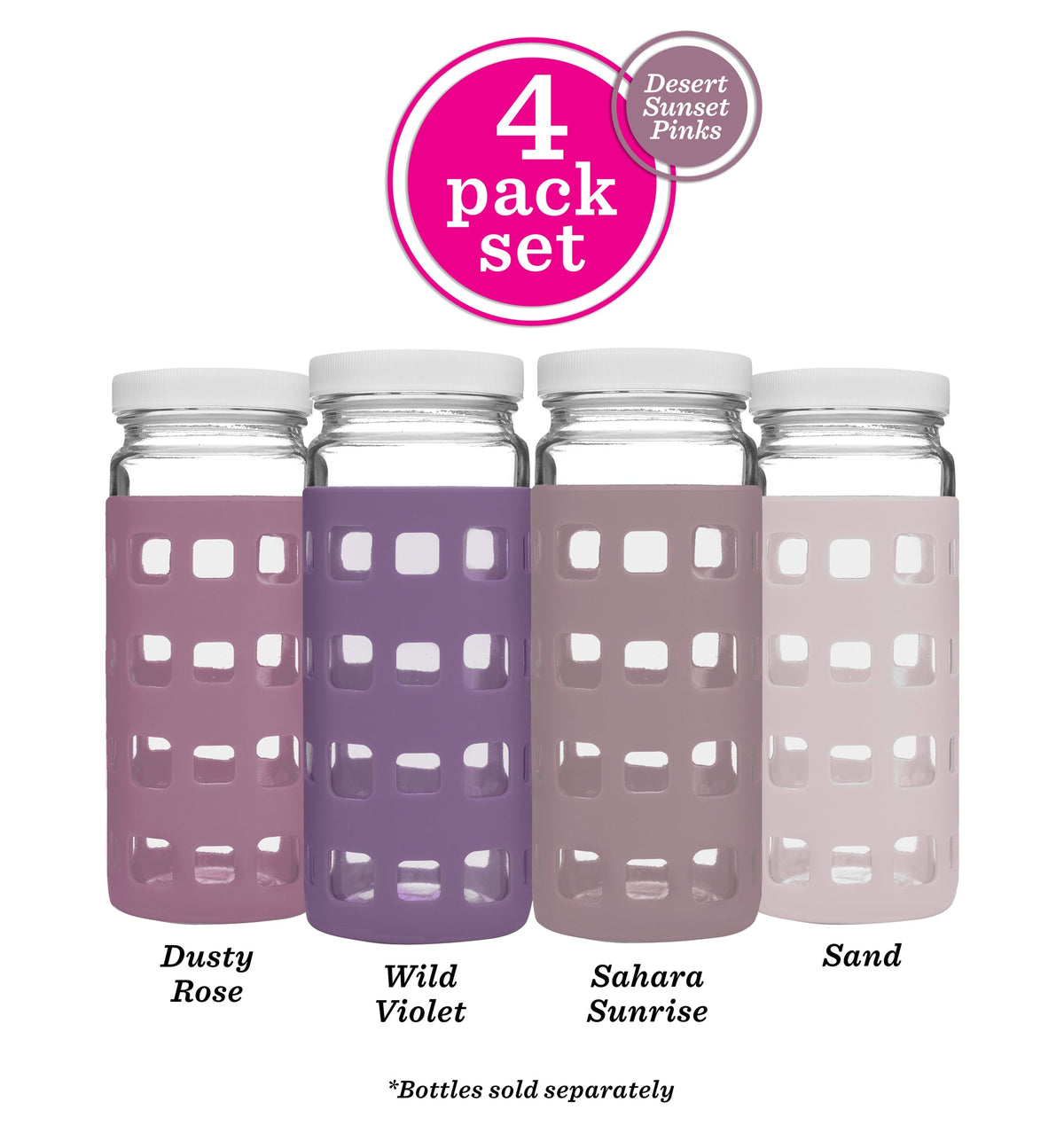 Geometric Cube Silicone Protective Bottle Sleeves Set, for 32oz Bottles