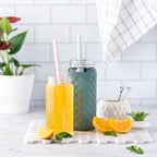 Skinny Series Wide Mouth Glass Bottles Set w/ Stainless Steel Lids, 10 oz