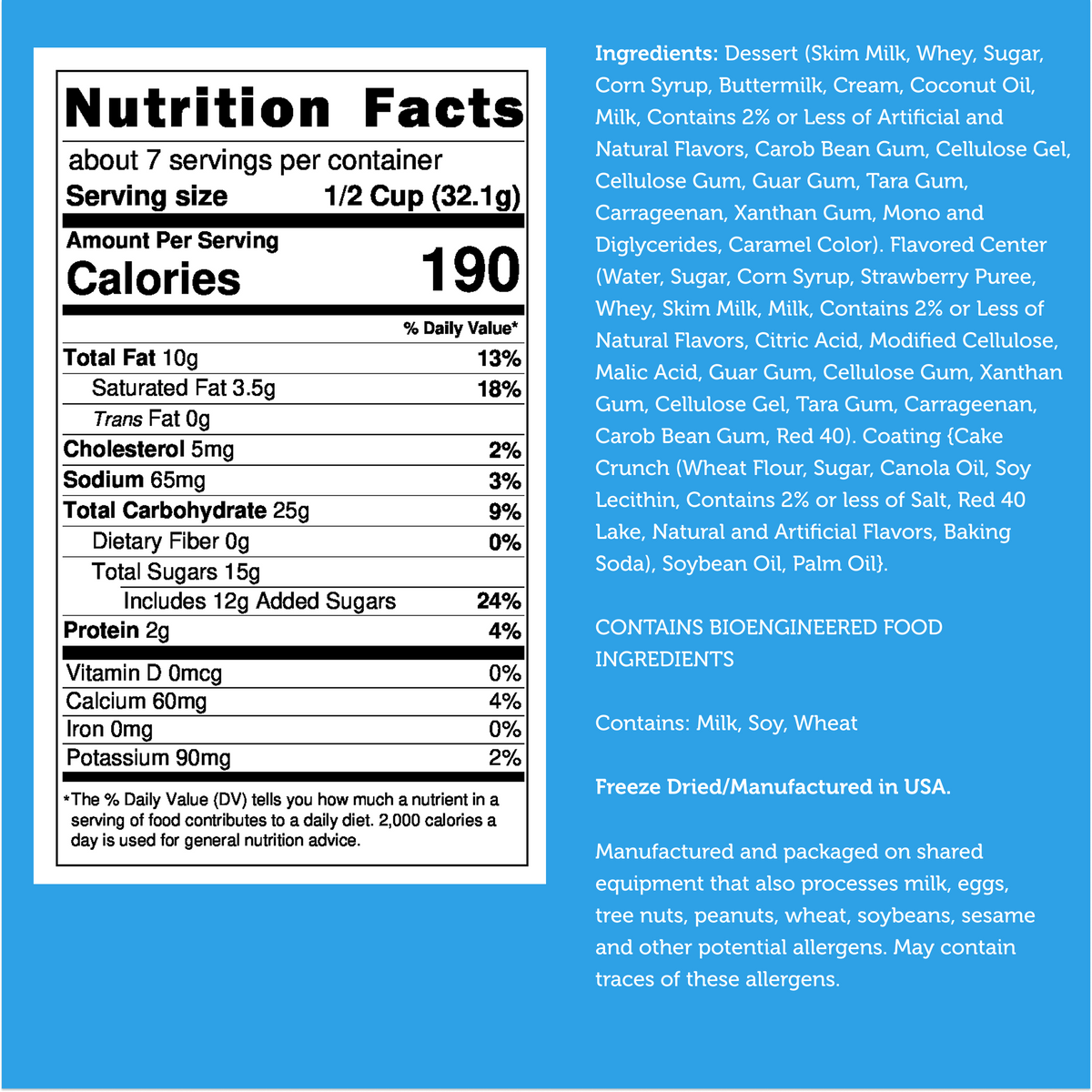 Freeze Dried Strawberry Shortcake Desert Ice Cream Bar Bites