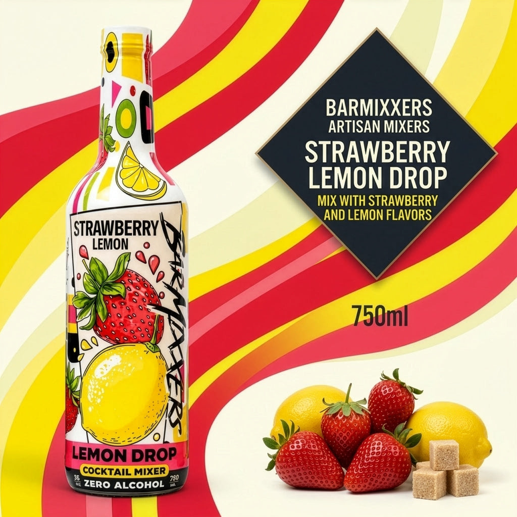 BarMixxers Premium Strawberry Lemon Drop Elixir | Zero-Proof Botanical Mixer | 750ml