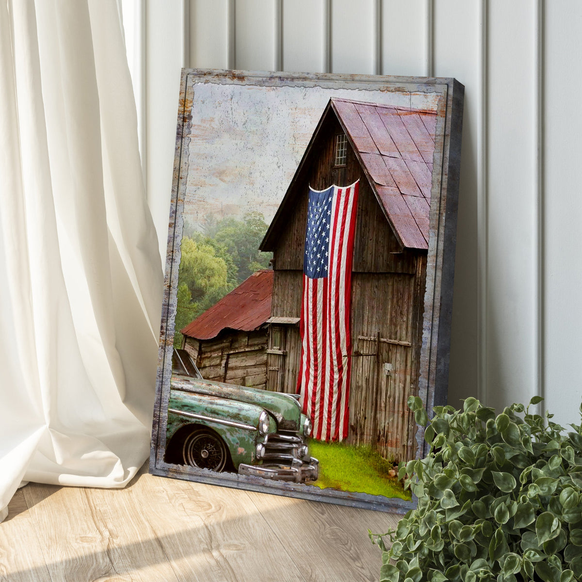America Country Barn Canvas Wall Art