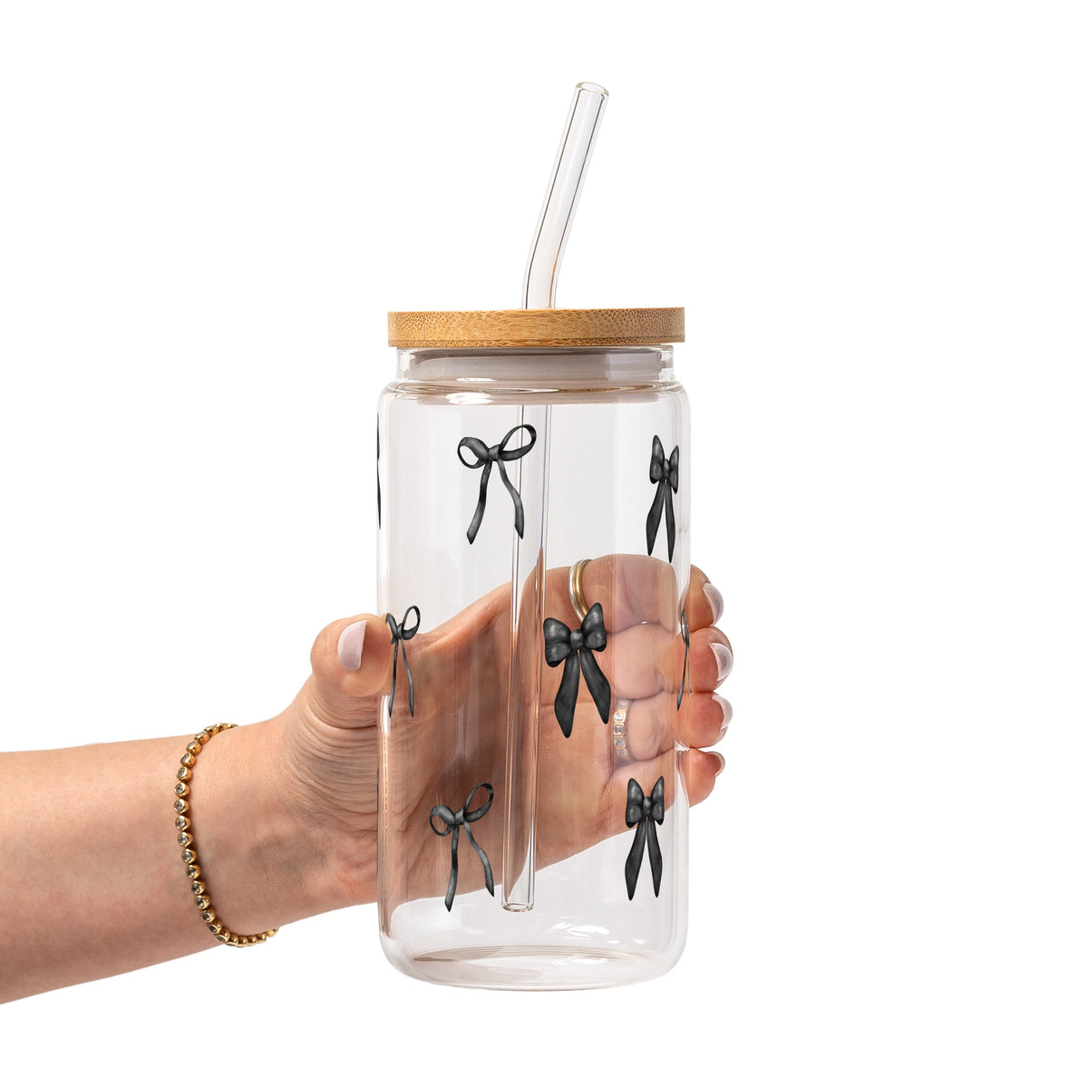 Black Coquette Bows Glass Cups