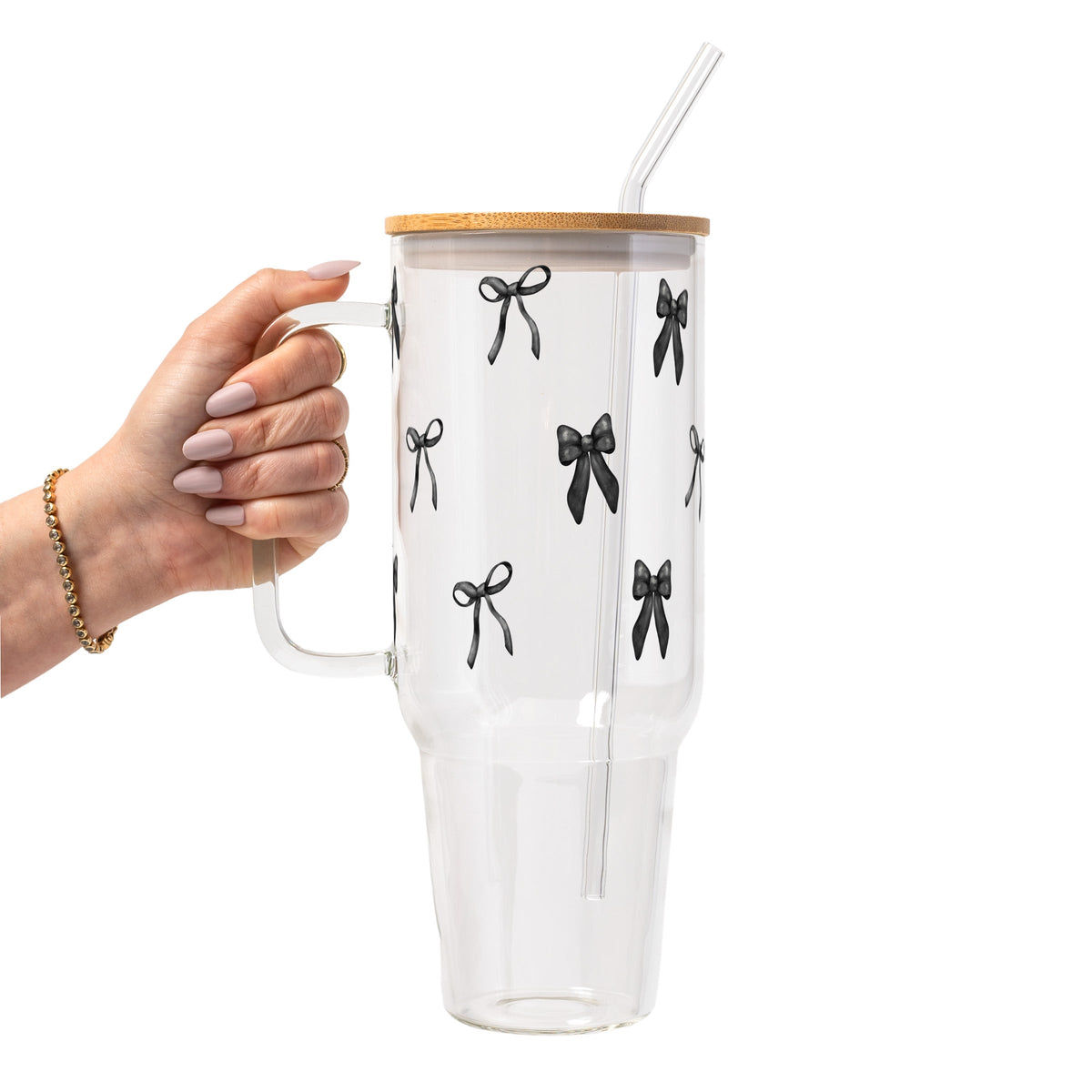 Black Coquette Bows Glass Cups