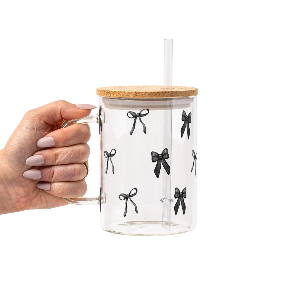 Black Coquette Bows Glass Cups