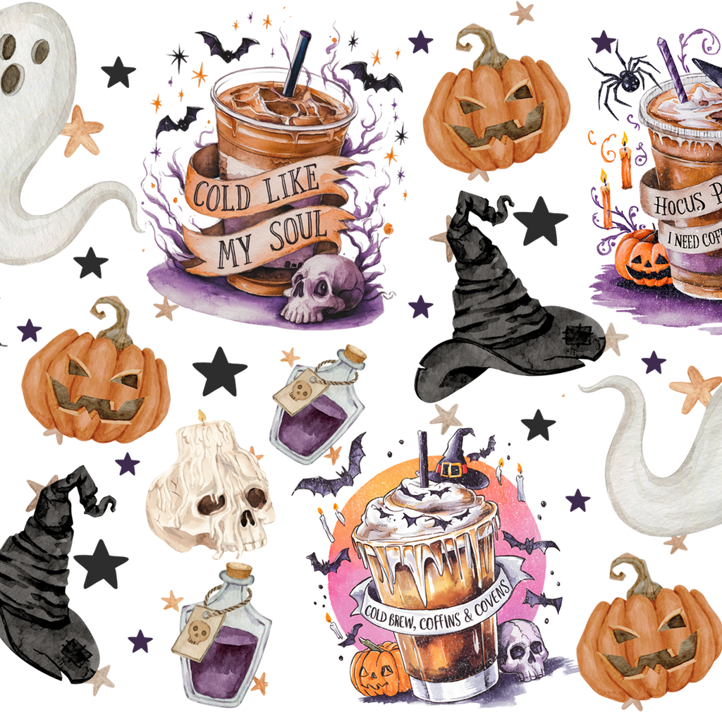 Halloween Fall Coffees Glass Cups