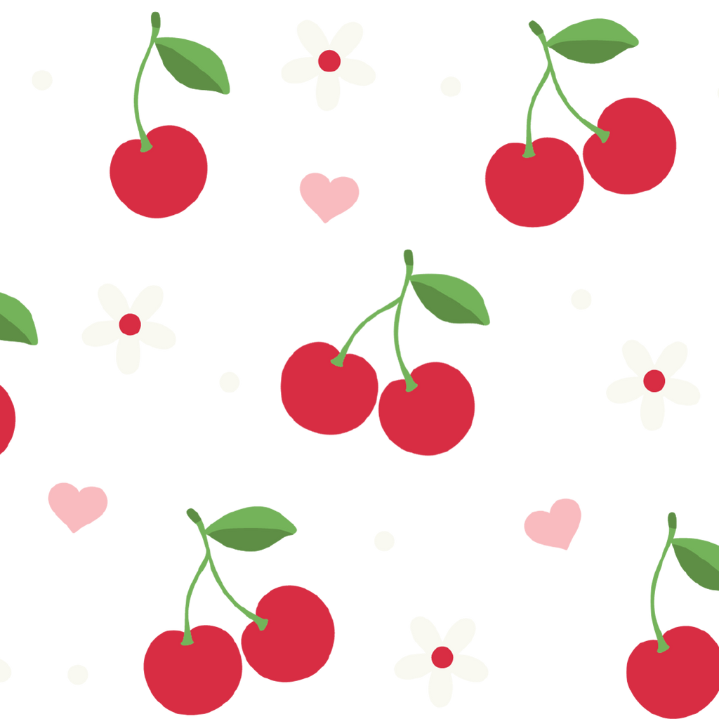 Red Cherries Pink Hearts Glass Cups