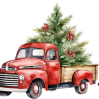 Red Christmas Trucks Glass Cups