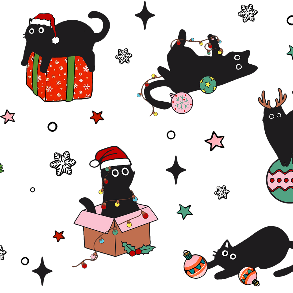 Christmas Cats Glass Cups