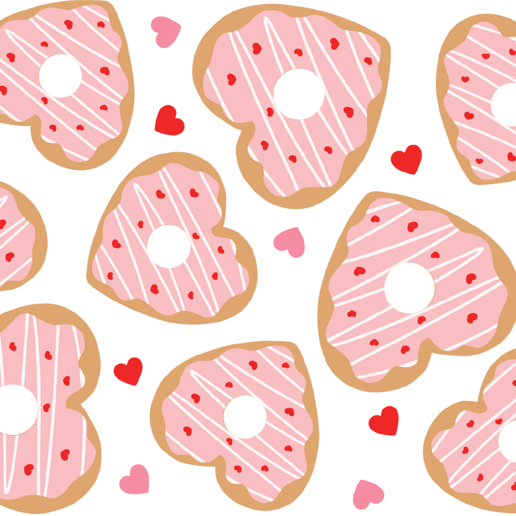 Valentine Donut Hearts Glass Cups
