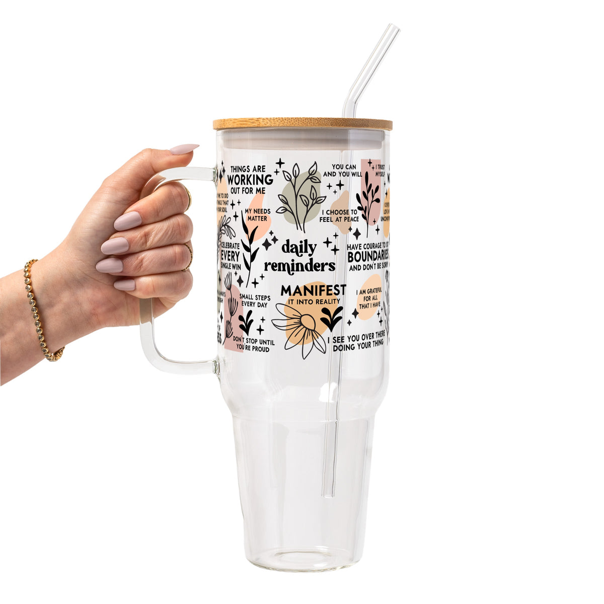 Daily Reminders Affirmations Glass Cups