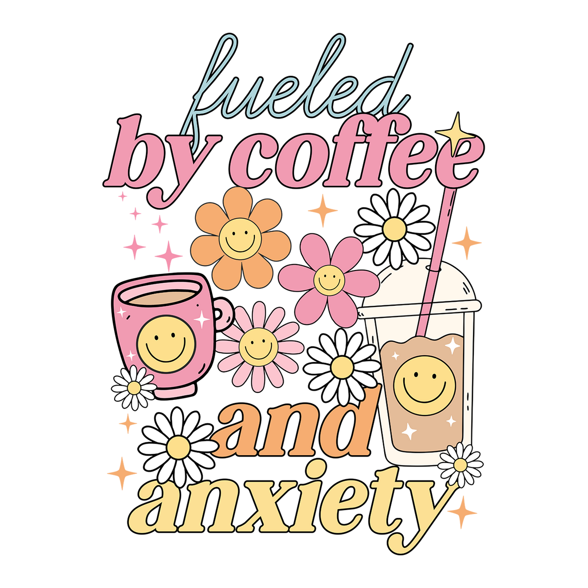 Fueled By Coffee & Anxiety Glass Cups