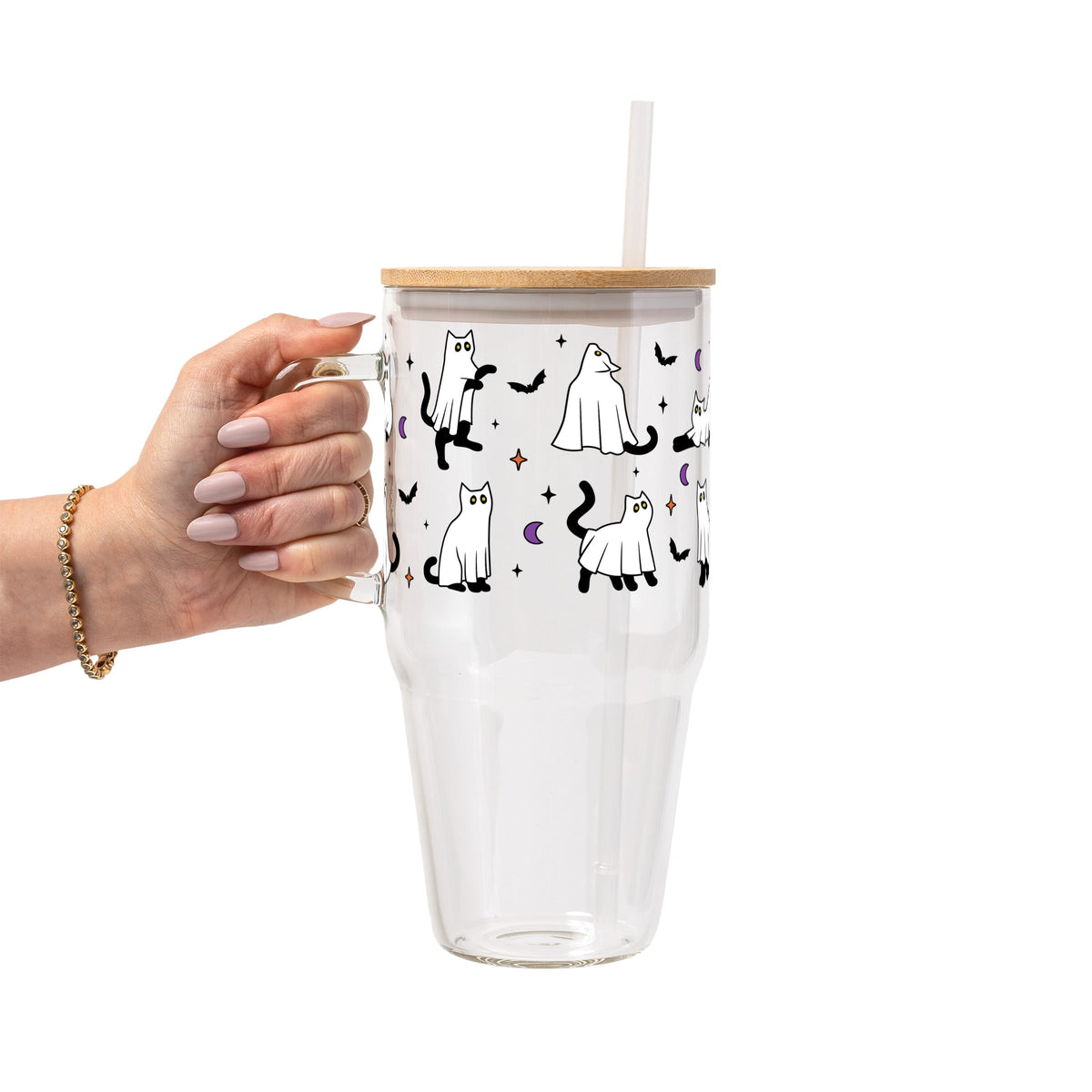 Ghost Cat Glass Cups