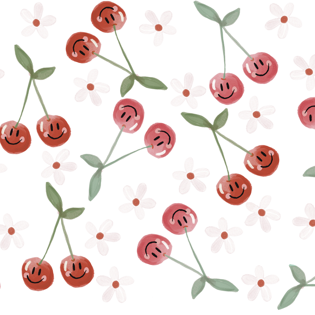 Watercolor Smiley Cherries Glass Cups