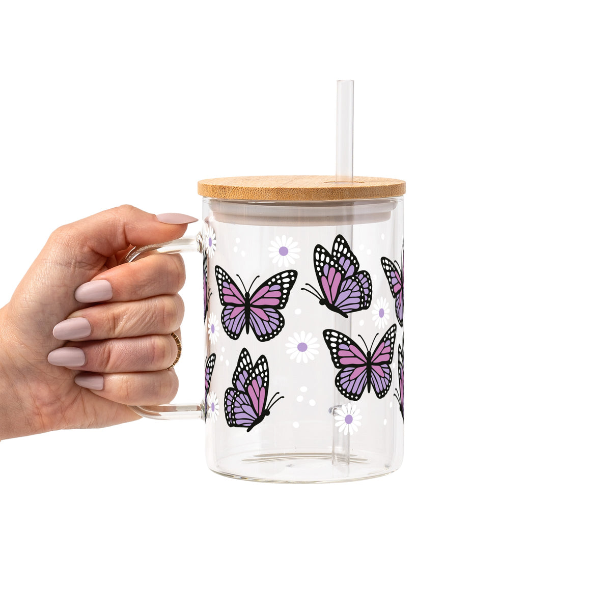 Butterfly Daisy Glass Cups