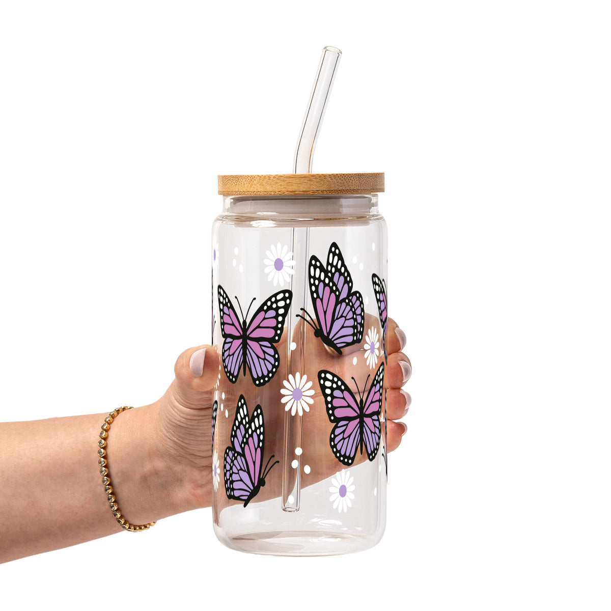 Butterfly Daisy Glass Cups
