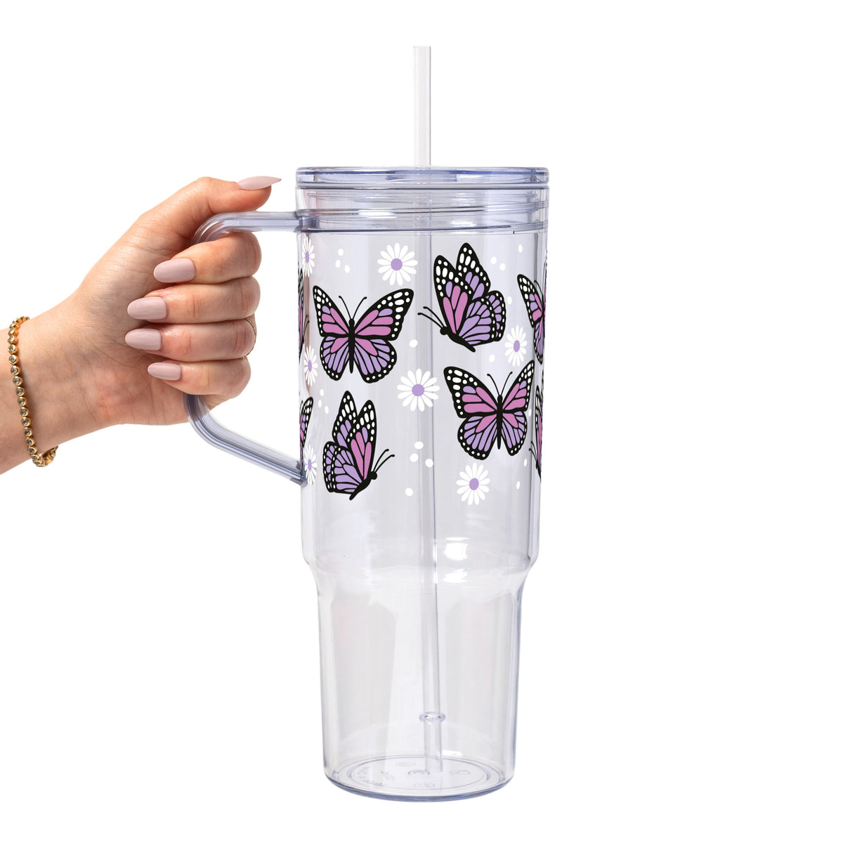 Butterfly Daisy Glass Cups