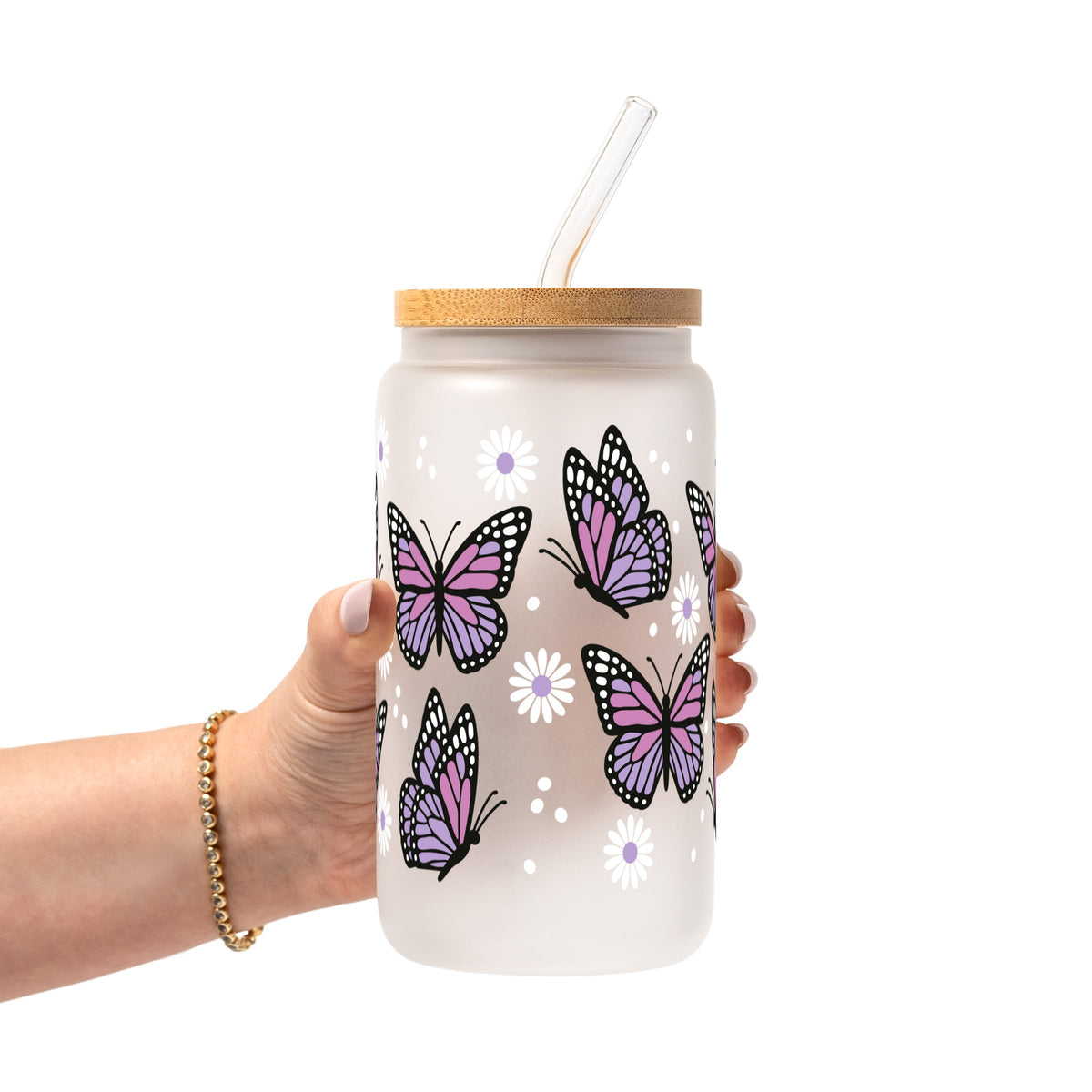 Butterfly Daisy Glass Cups