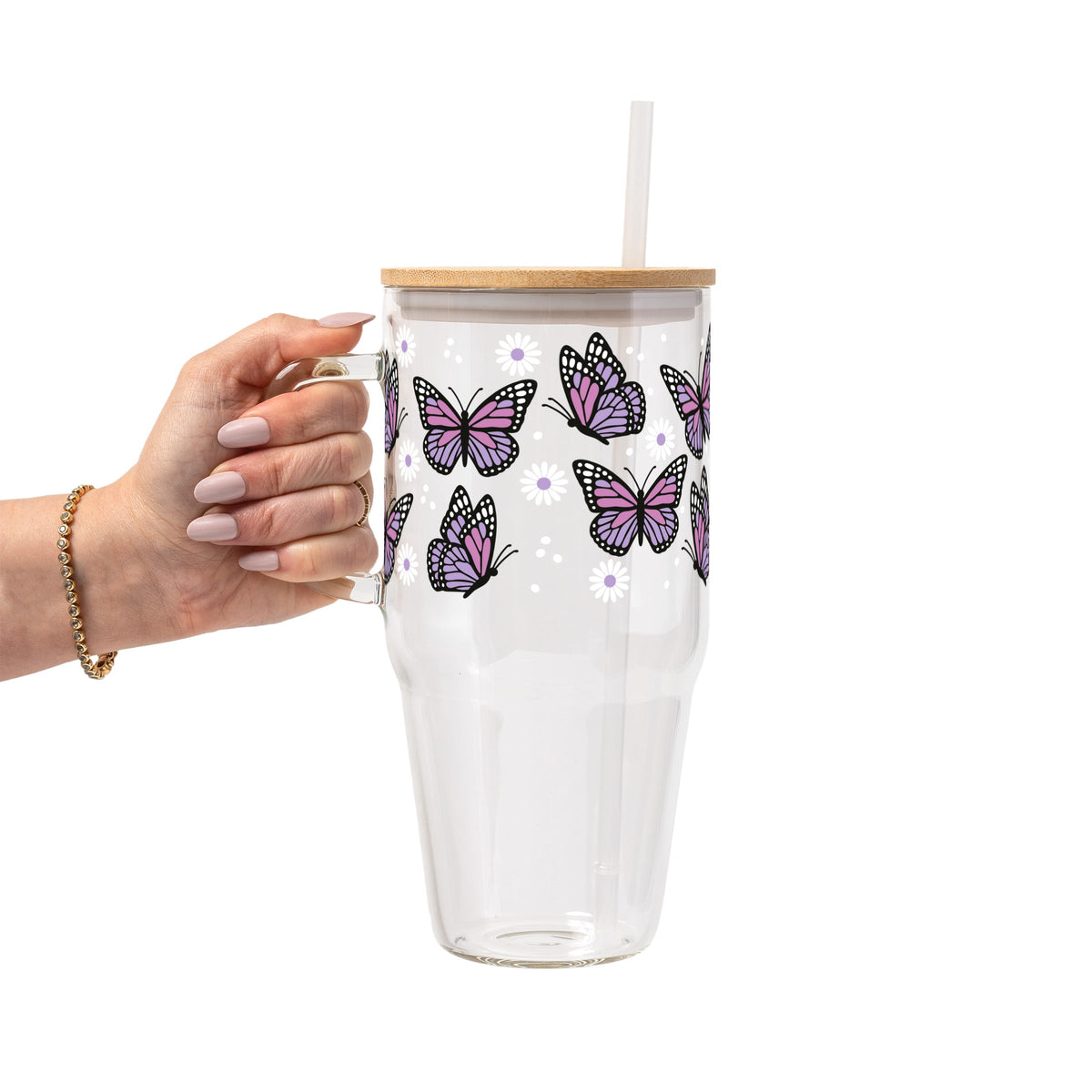 Butterfly Daisy Glass Cups