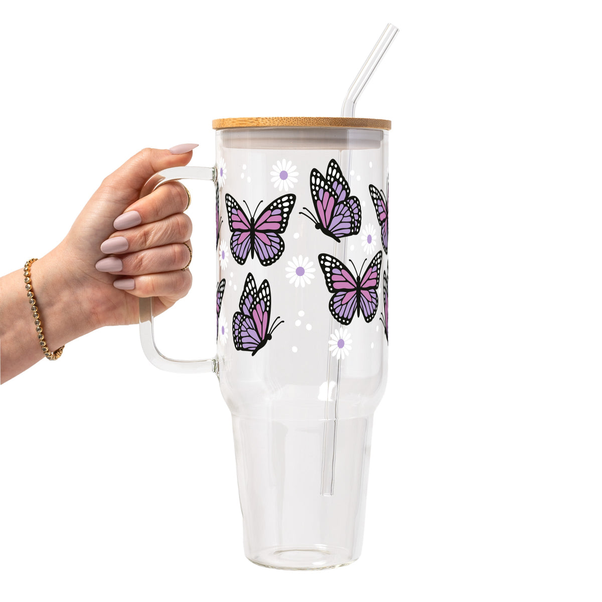 Butterfly Daisy Glass Cups